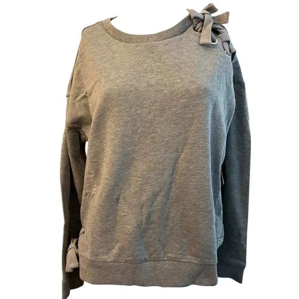 Marc New York Performance Womens Medium Gray Fleece Sweatshirt Ties NWT $64
